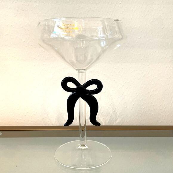 Black Bow Coupe Glass Holiday Glam Barware NEW - Picture 10 of 15